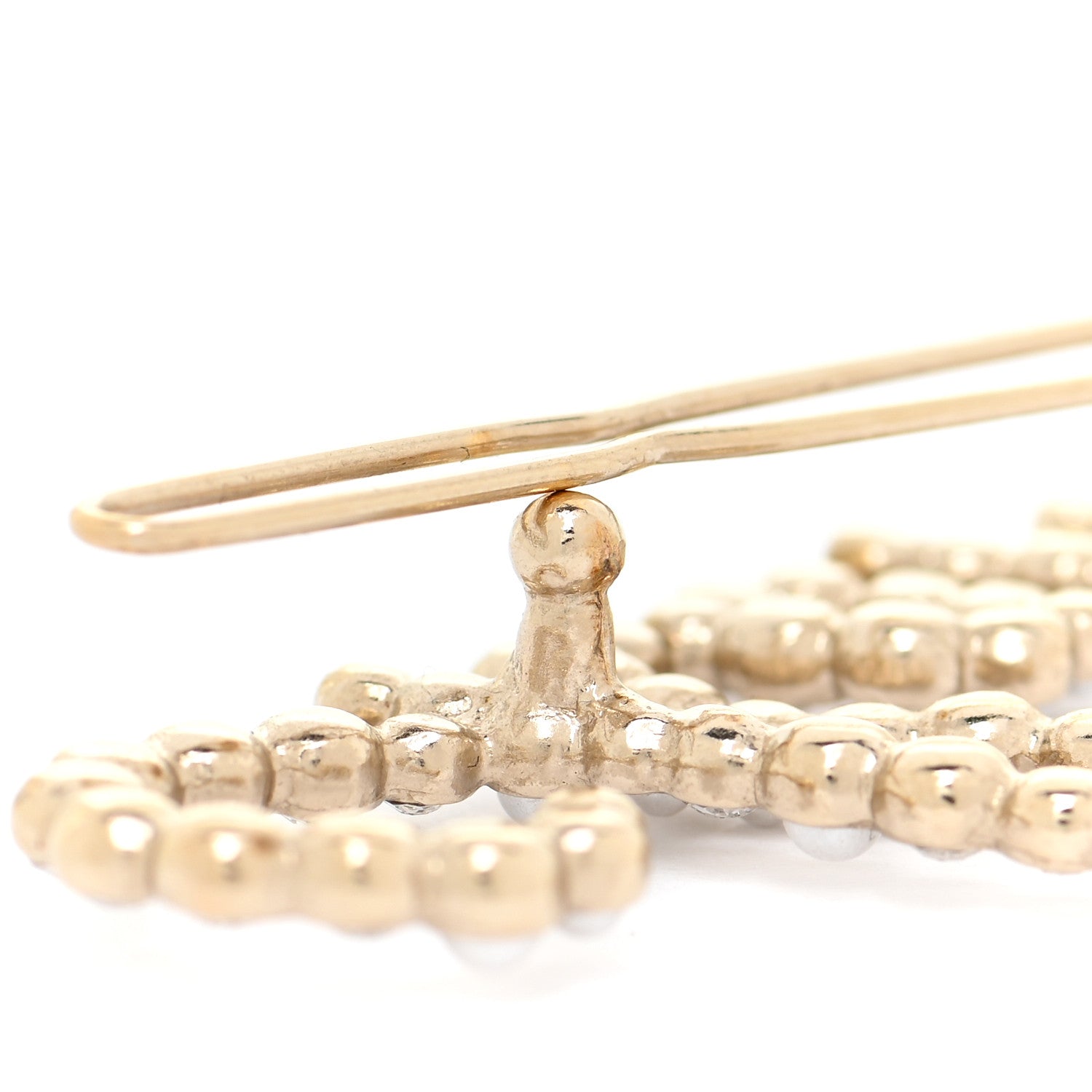 Chanel Metal Glass Swirling Pearls Hair Clip Gold 3 of 5