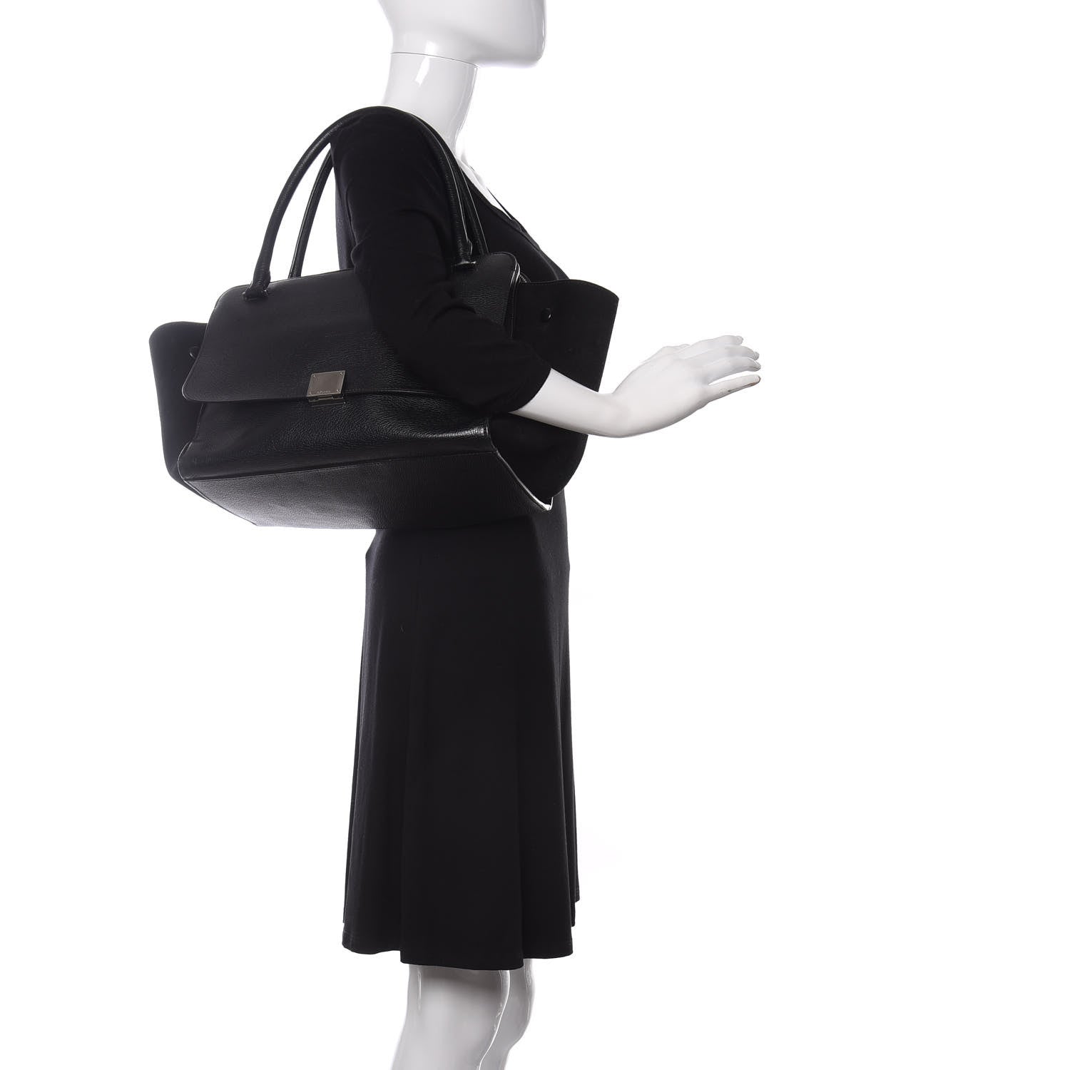 Celine Drummed Calfskin Suede Double Zip Trapeze Black 2 of 8