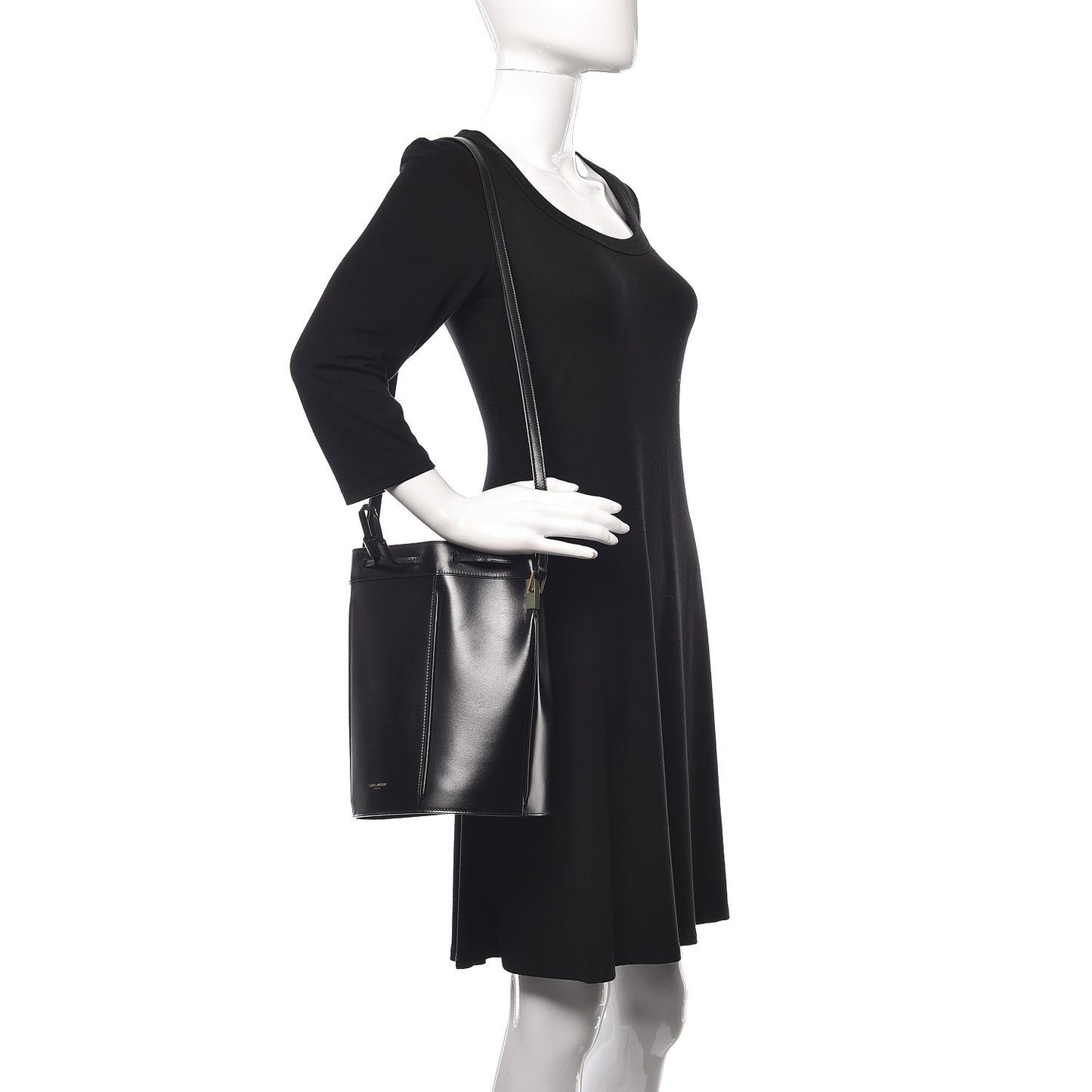 Smooth Calfskin Medium Talitha Bucket Bag Black