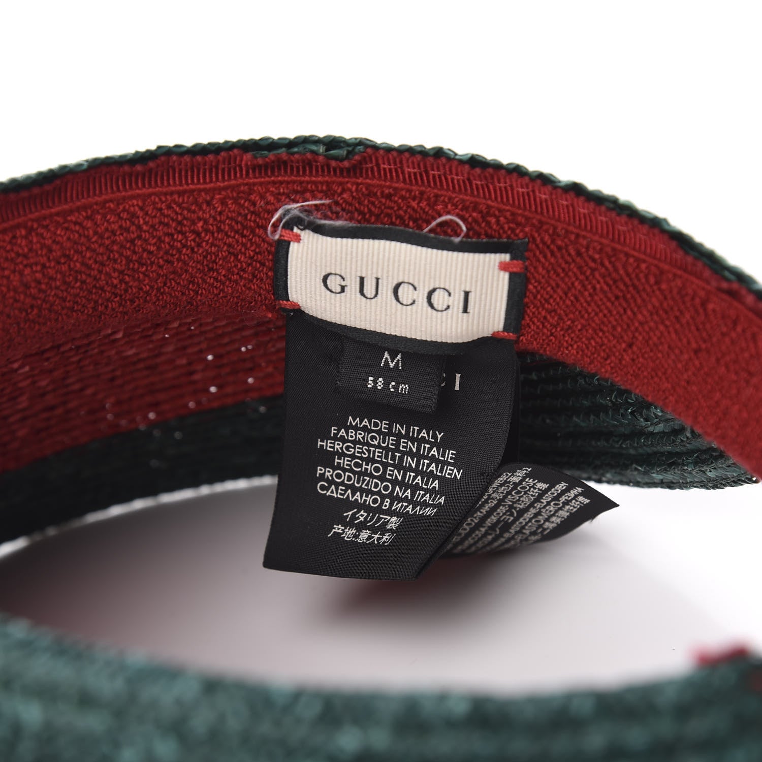 Gucci Raffia Web Visor M Green Red 5 of 6