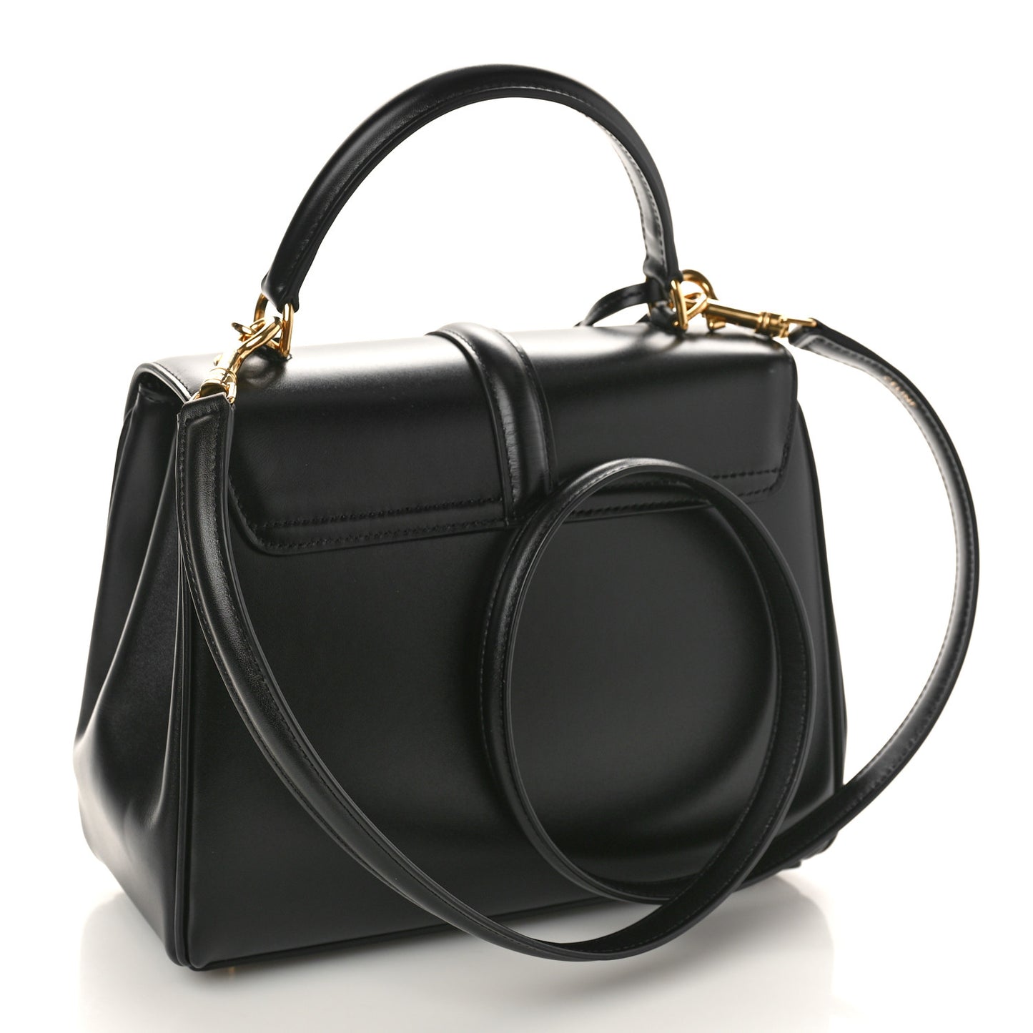 Satinated Calfskin Small 16 Top Handle Bag Black