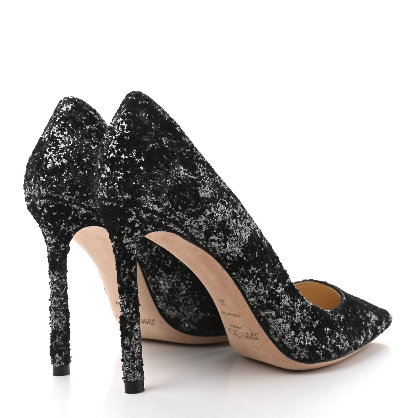 Coarse Glitter Pointy Toe Romy 85 Pumps 36 Black