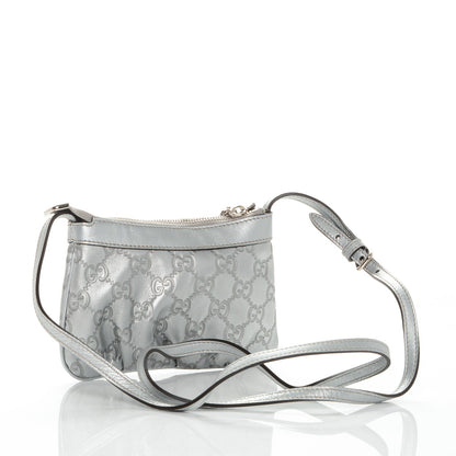 Gucci Metallic Guccissima Small Crossbody Bag Silver 3 of 7