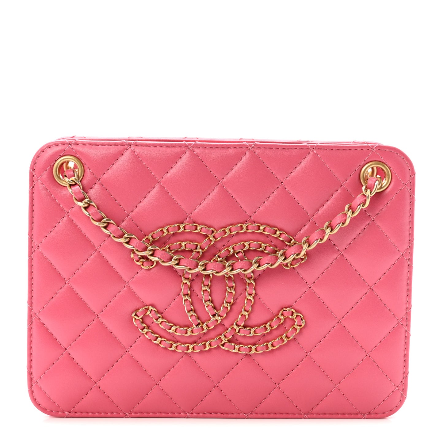 Calfskin Quilted CC Small Once Upon A Time Tote Pink