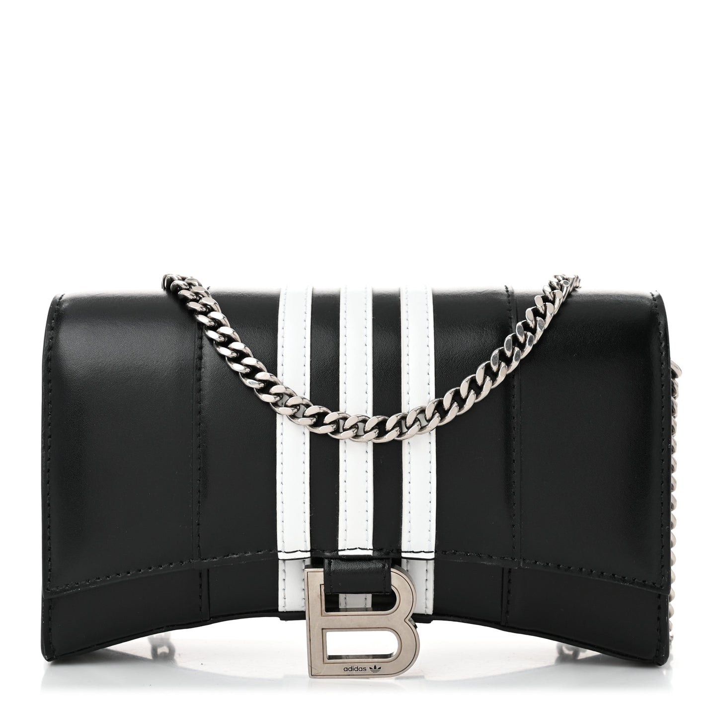 X ADIDAS Box Calfskin Hourglass Chain Bag Black