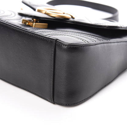 Gucci Calfskin Matelasse Mini GG Marmont Top Handle Shoulder Bag Black 6 of 10