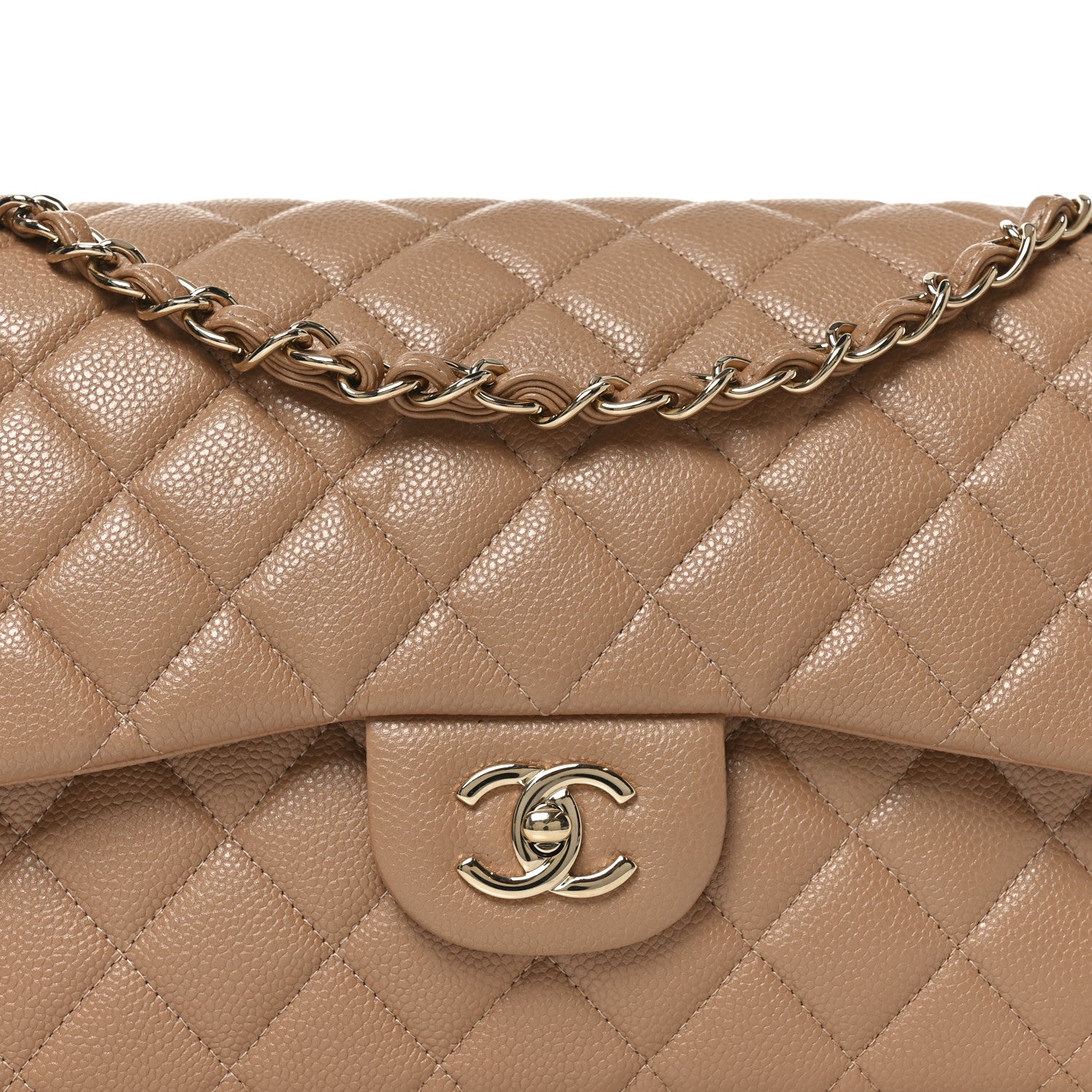 Chanel Caviar Quilted Jumbo Double Flap Beige 8 of 14