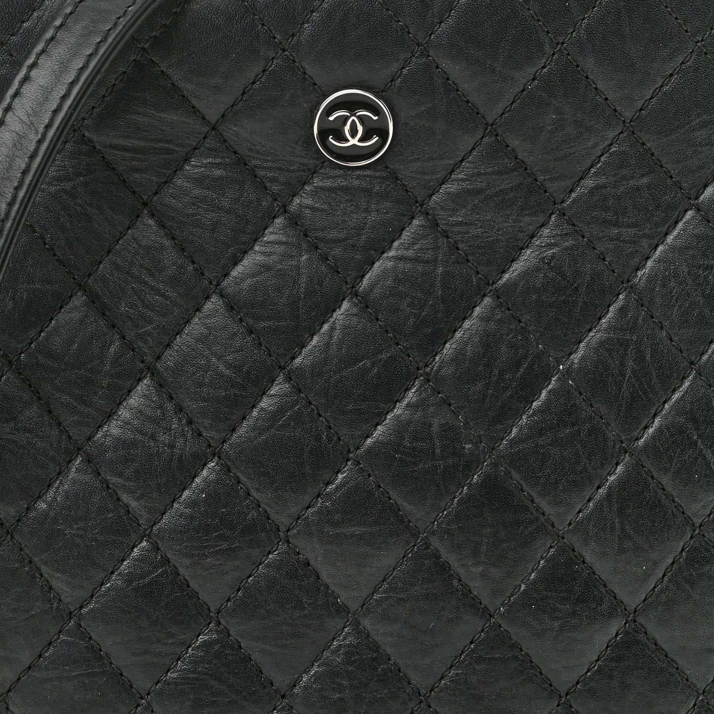 Aged Calfskin Quilted Crossbody Bag Black