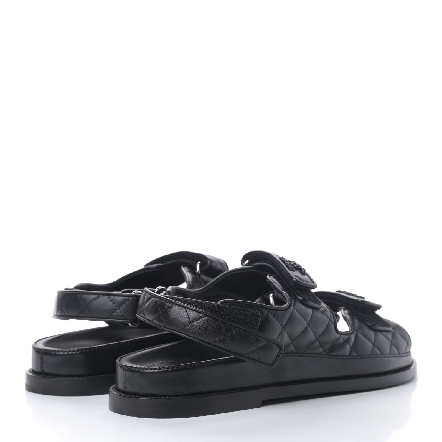 Chanel Lambskin Velcro Dad Sandals 41.5 Black 4 of 6