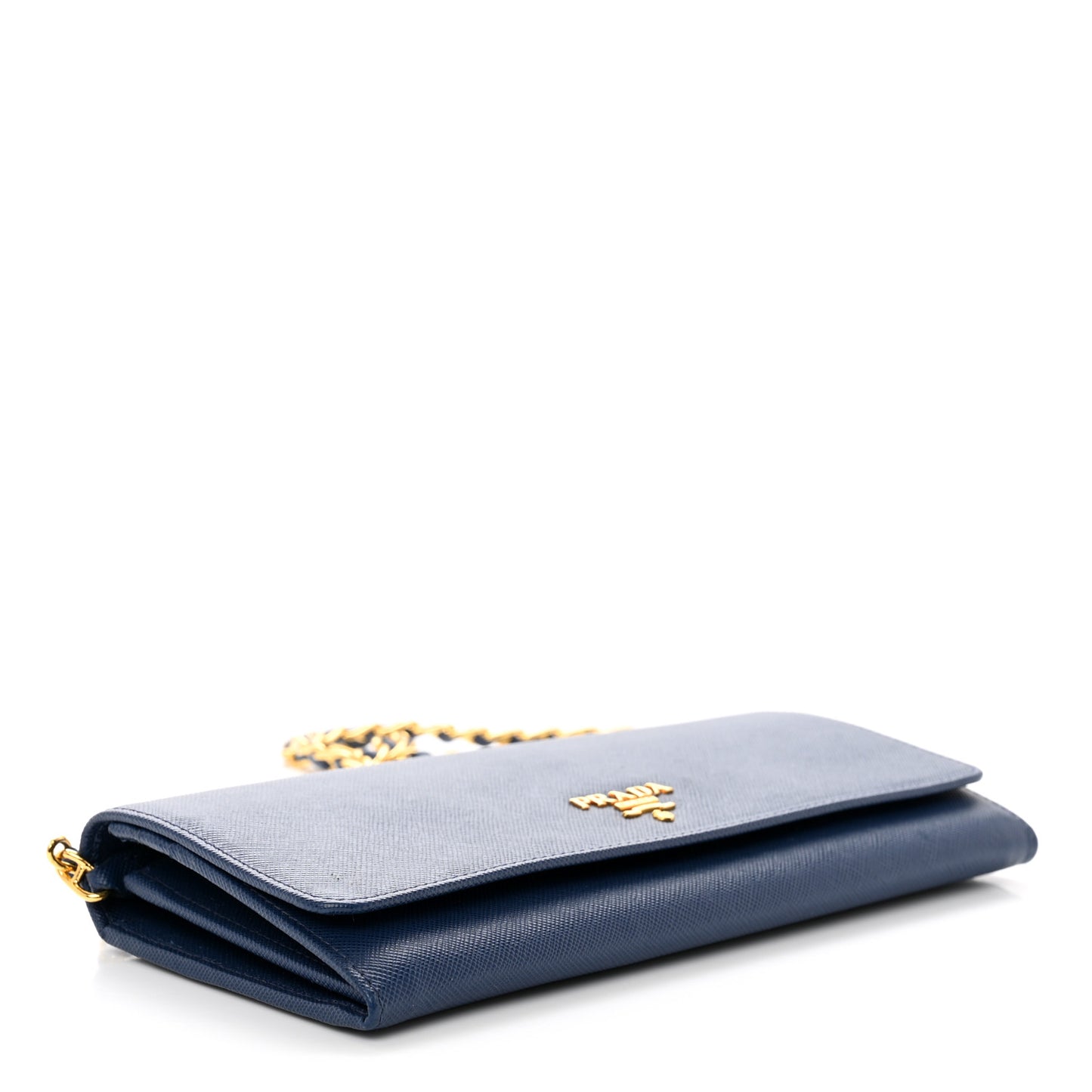 Saffiano Metal Oro Chain Wallet Bleutte