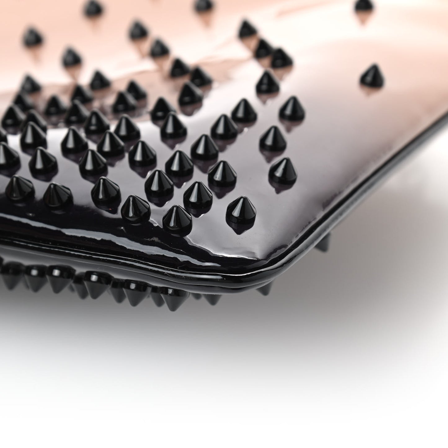 Patent Degrade Loubiposh Spiked Clutch Nude Black