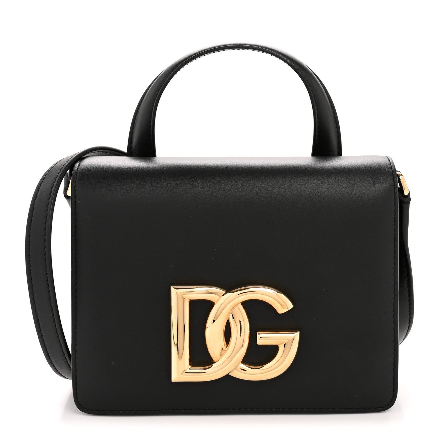 Calfskin 3.5 Flap Top Handle Bag Black