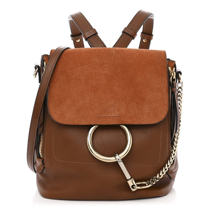 Chloe Suede Calfskin Small Faye Backpack Tan 1 of 12