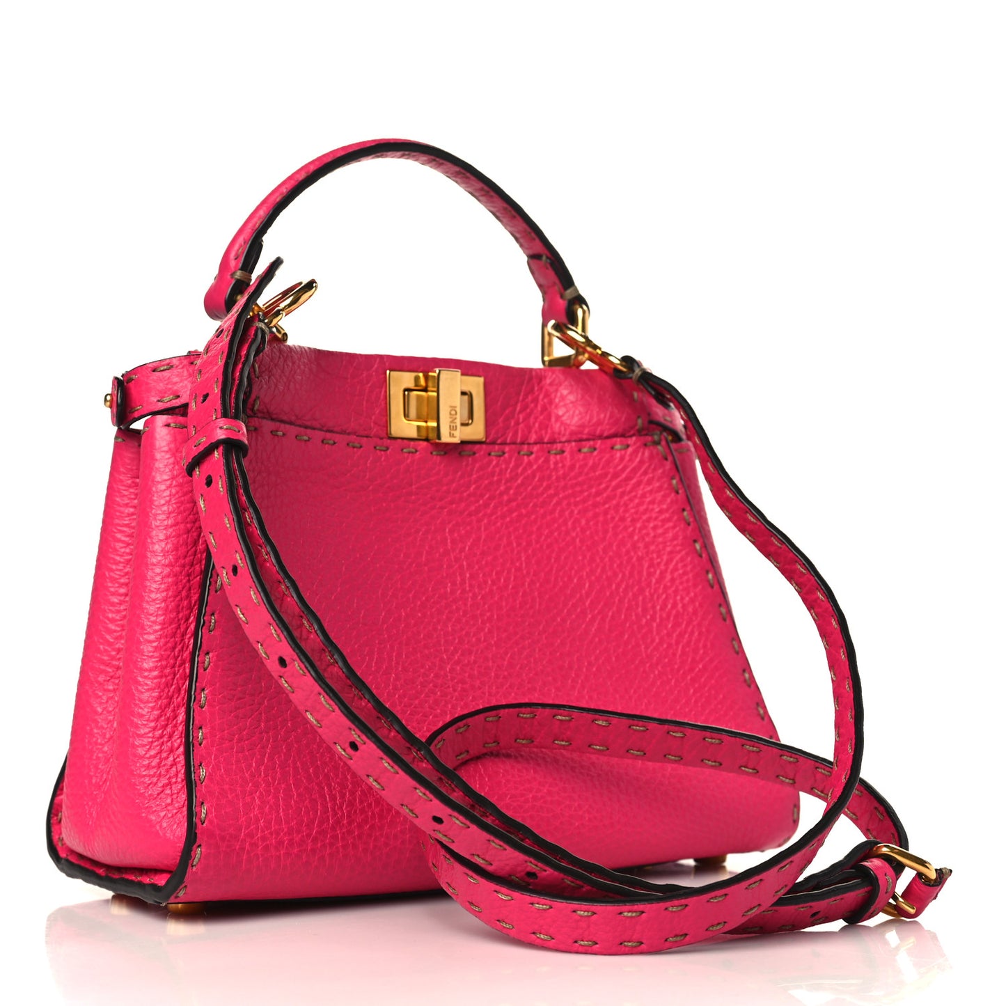 Cuoio Romano Selleria Mini Peekaboo Iconic Satchel Fuxia