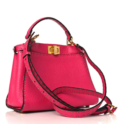 Fendi Cuoio Romano Selleria Mini Peekaboo Iconic Satchel Fuxia 3 of 9