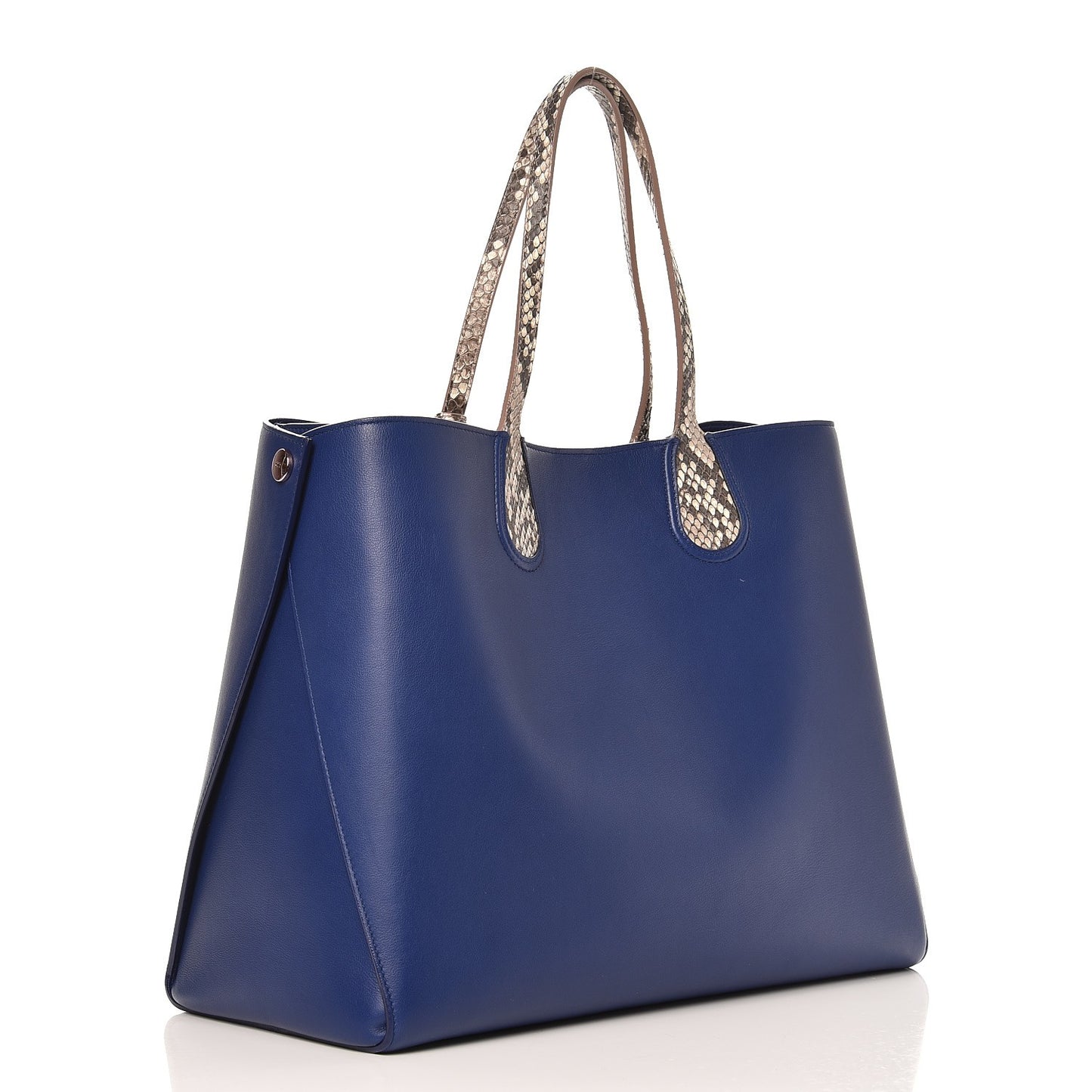 Calfskin Python Handle Large Addict Shopping Tote Blue