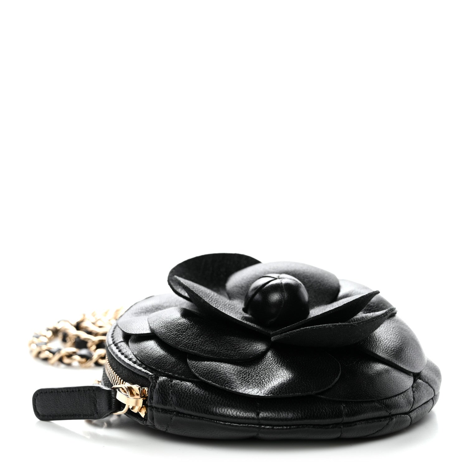 Chanel Lambskin Mini Camellia Bouquet Clutch With Chain Black 4 of 10