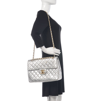 Chanel Metallic Lambskin Quilted Maxi Single Flap Silver 2 of 10