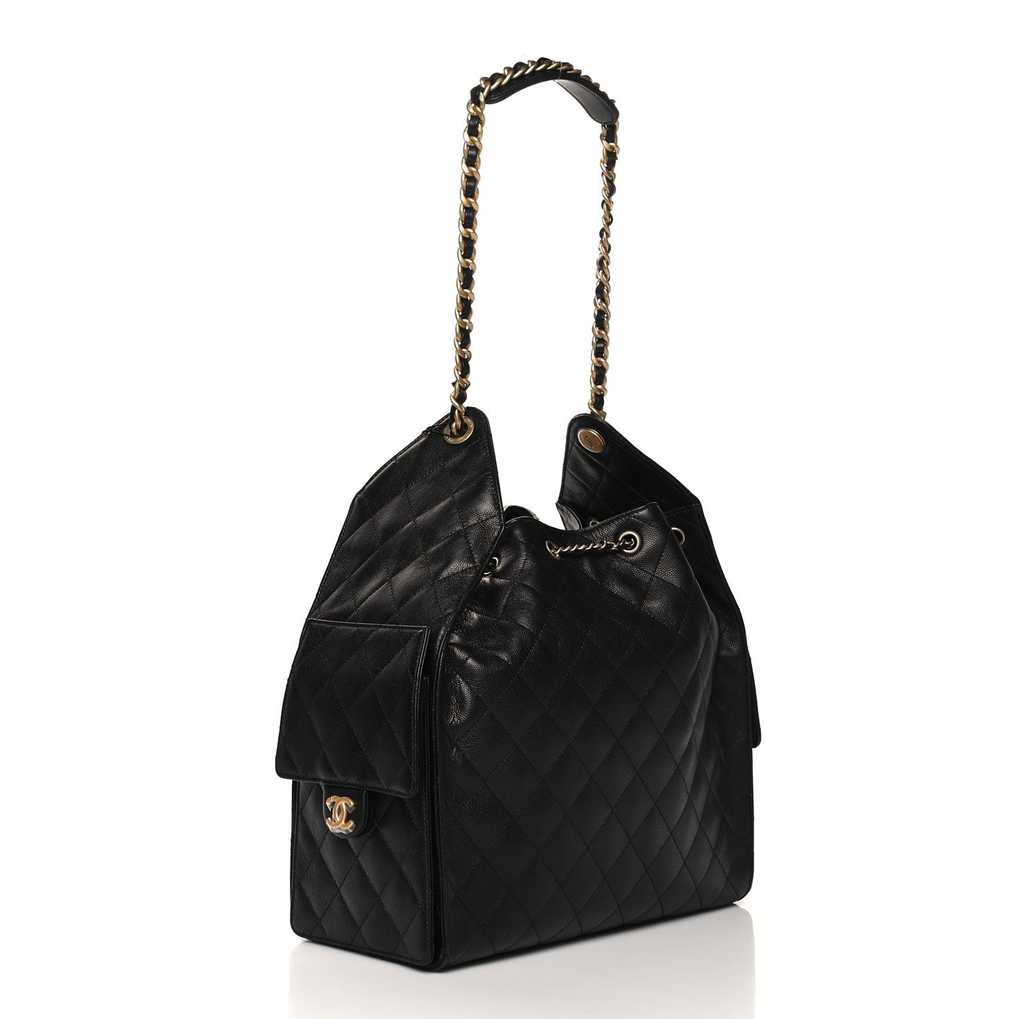 Caviar Quilted Medium Chanel 25 Handbag Black