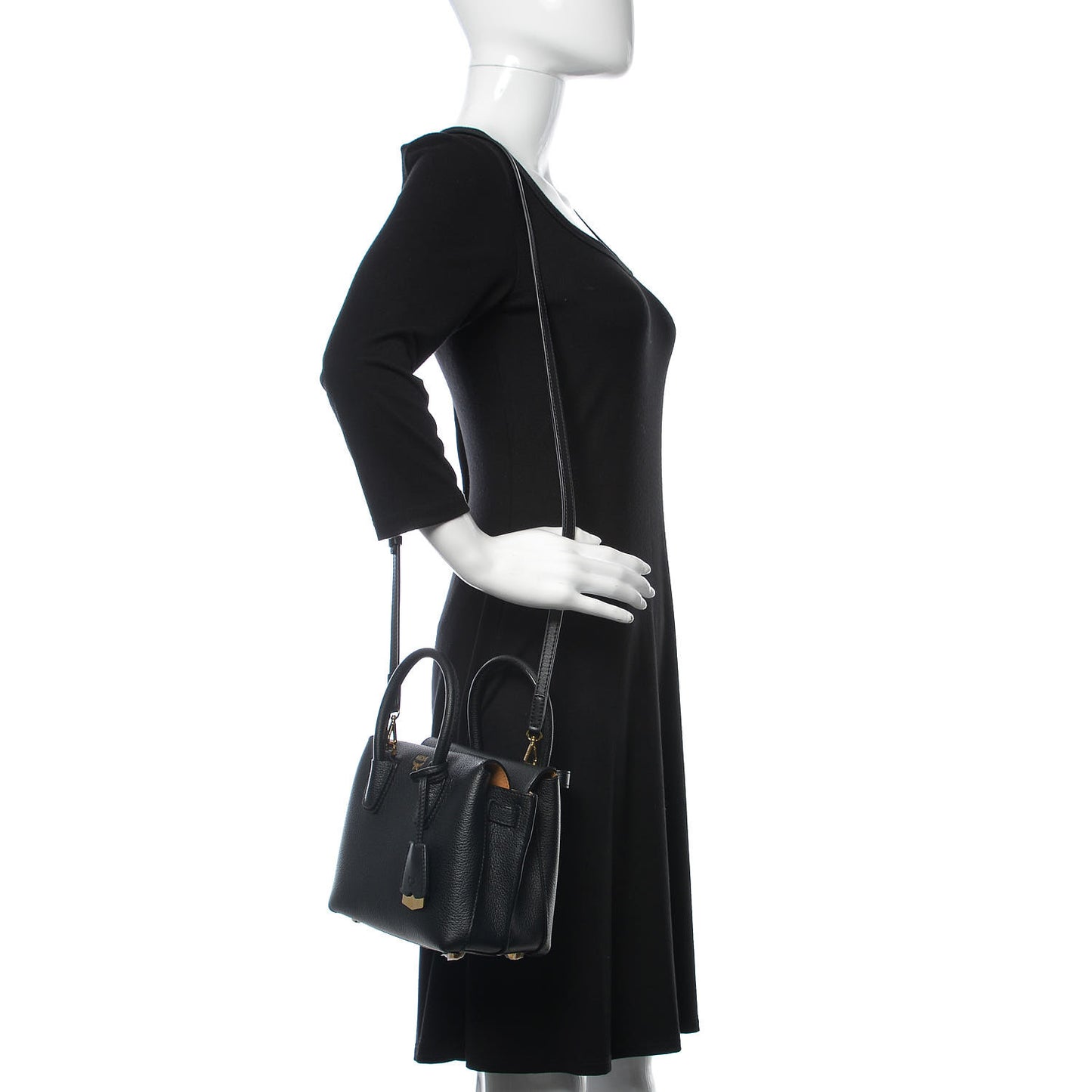 Grained Calfskin Mini Milla Tote Phantom Grey