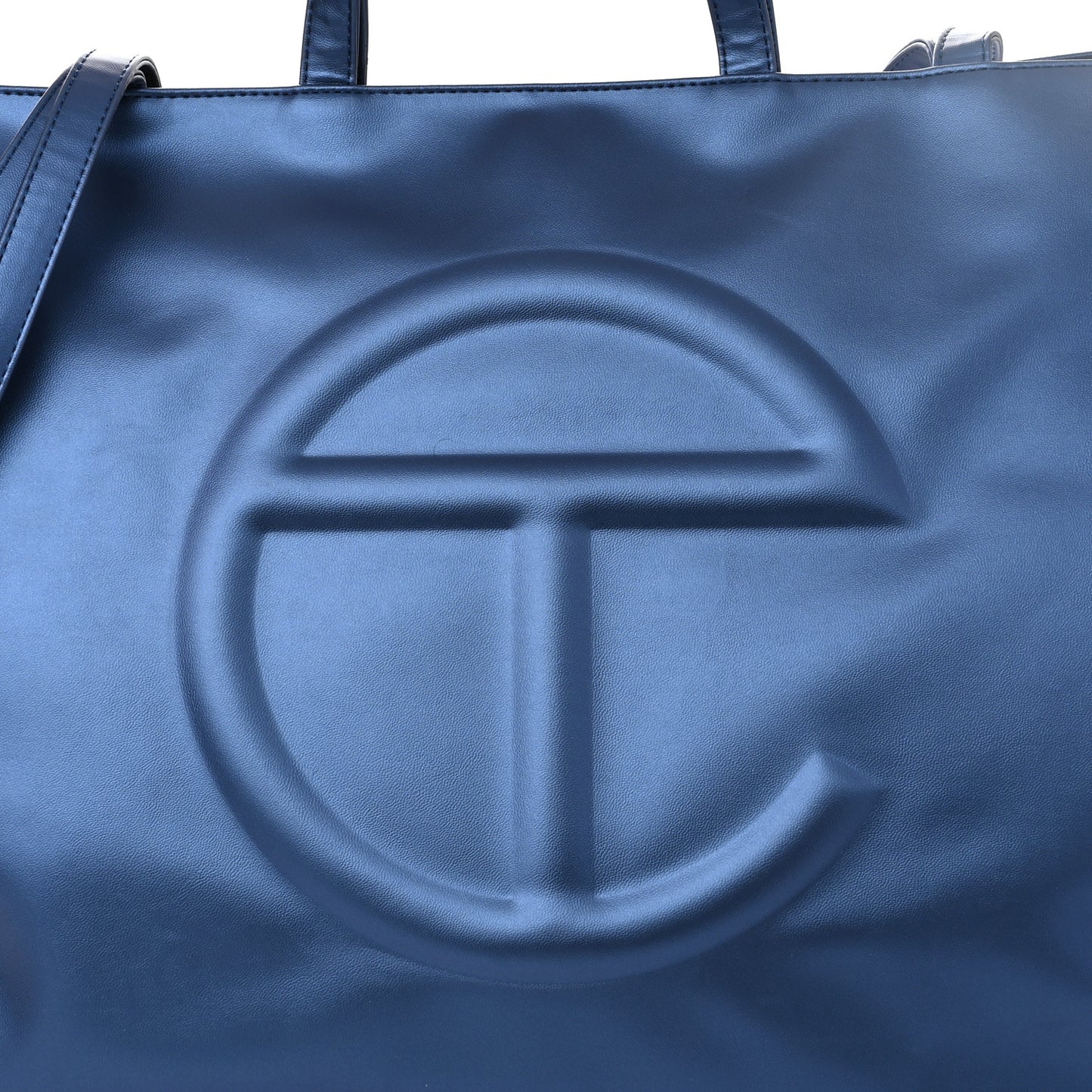 Metallic Vegan Leather Large Shopping Bag Cobalt