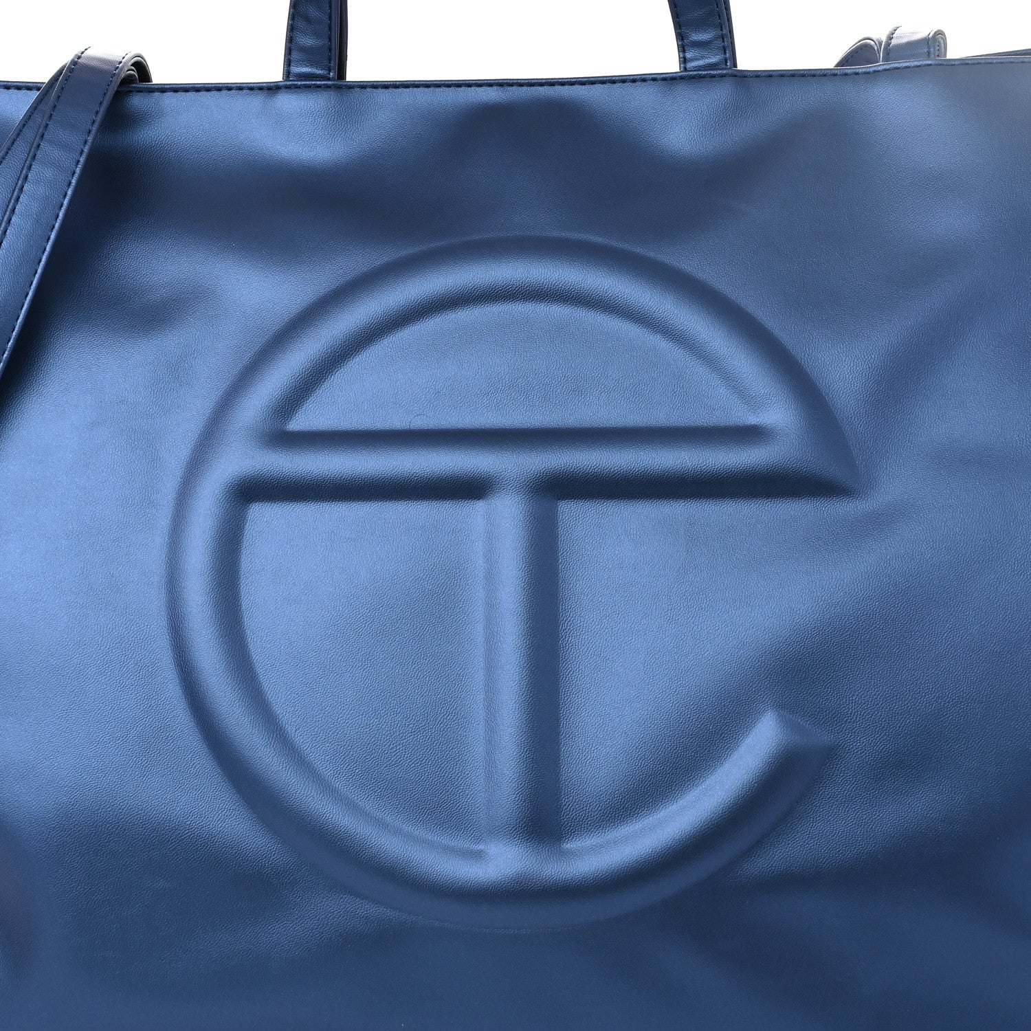 Telfar Metallic Vegan Leather Large Shopping Bag Cobalt 8 of 11