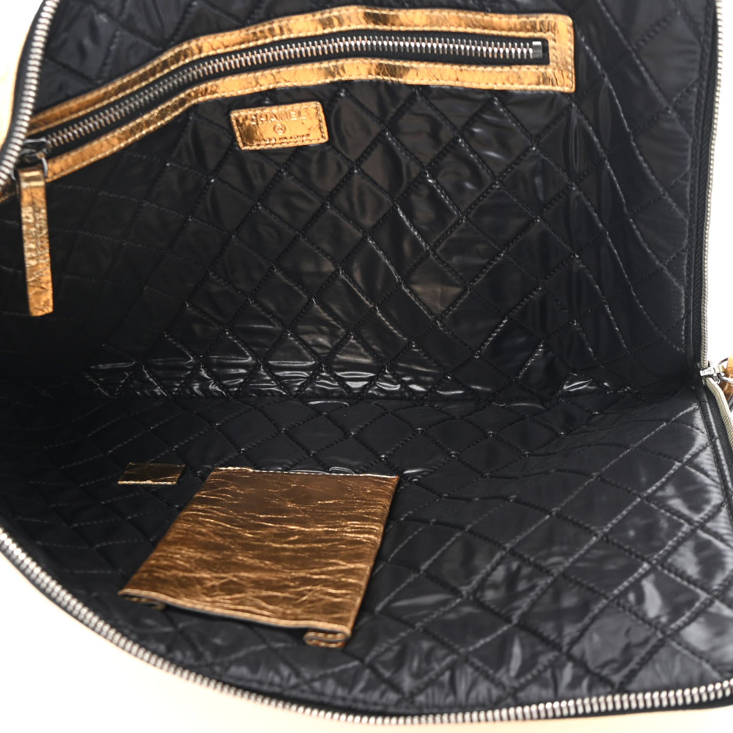 Chanel Metallic Lambskin Large Pouch Clutch Gold 5 of 11