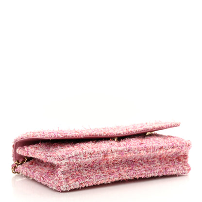 Chanel Tweed Quilted Wallet On Chain WOC Pink 4 of 12