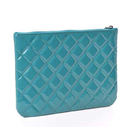Chanel Patent Calfskin Quilted Medium Cosmetic Case Blue 3 of 8