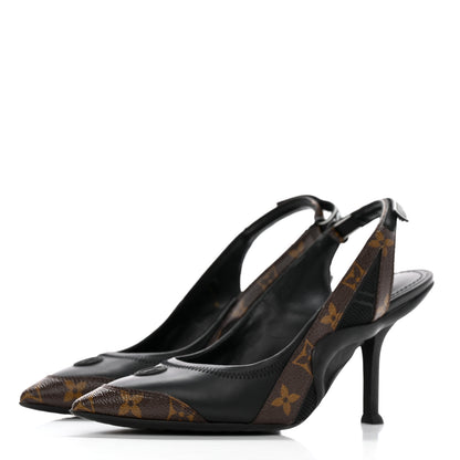 Louis Vuitton Patent Monogram Archlight Slingback Pumps 38 Black 3 of 12