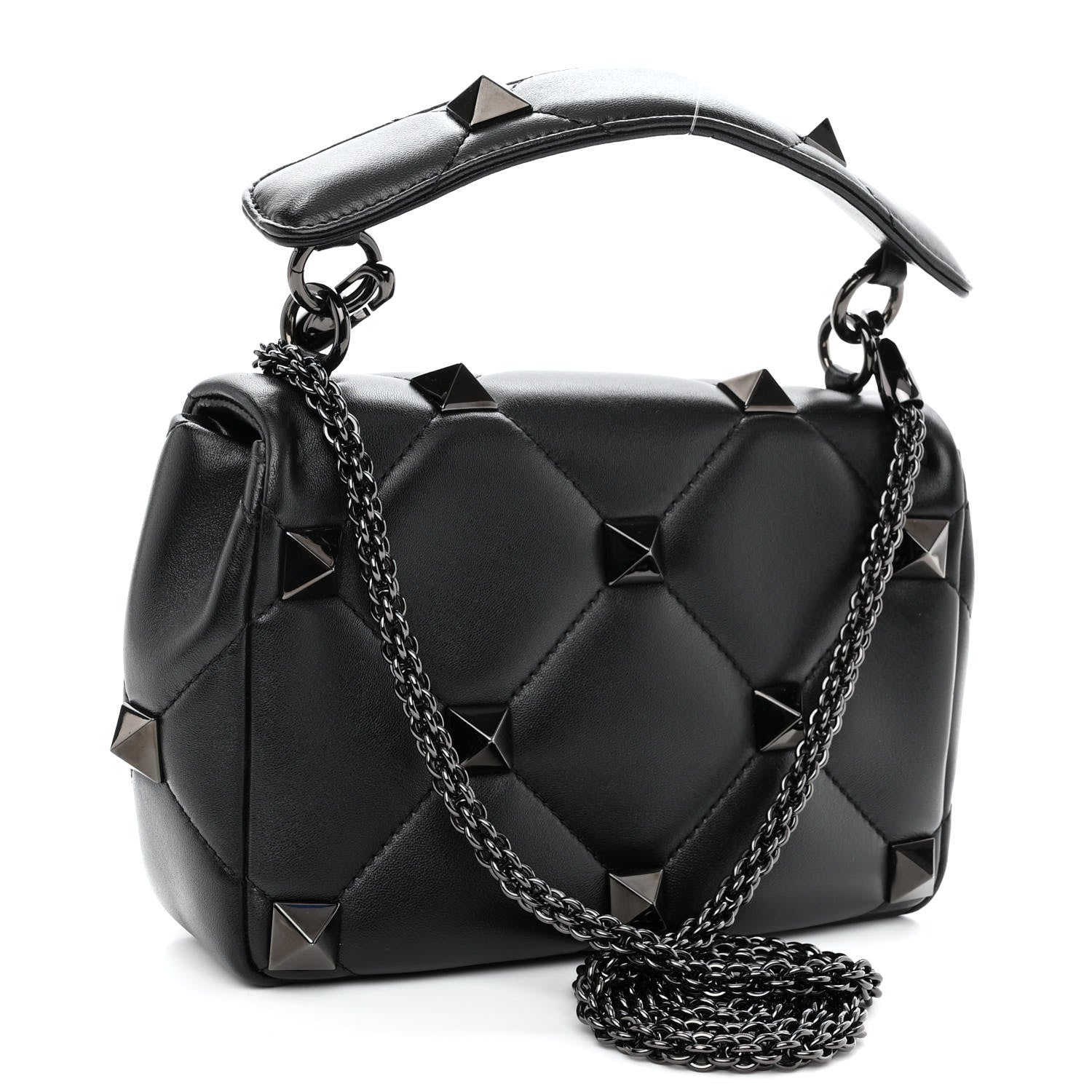 Valentino Garavani Nappa Monochrome Medium Roman Stud Shoulder Bag Black 3 of 9