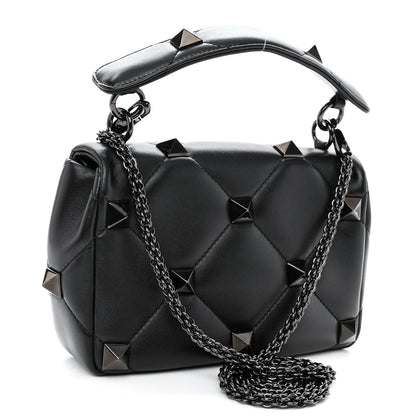 Valentino Garavani Nappa Monochrome Medium Roman Stud Shoulder Bag Black 3 of 9