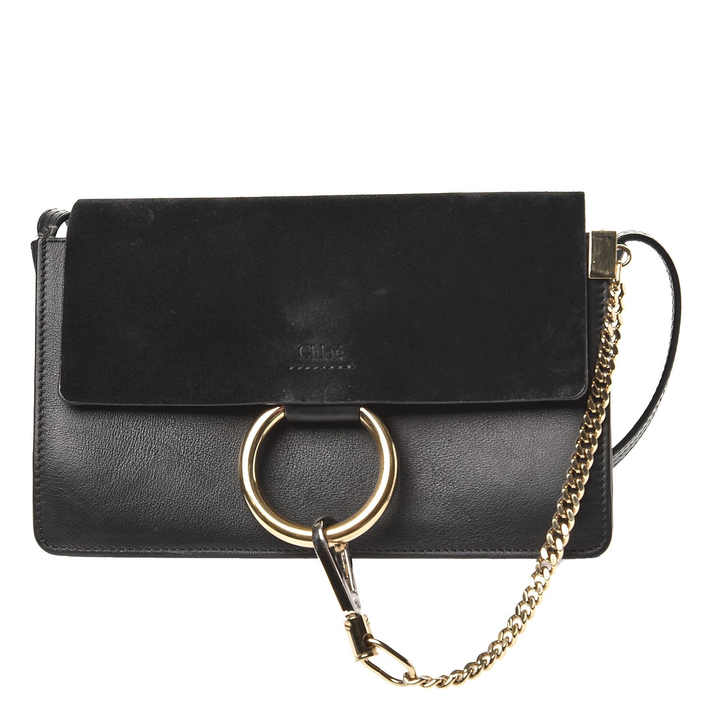 Suede Calfskin Small Faye Shoulder Bag Black
