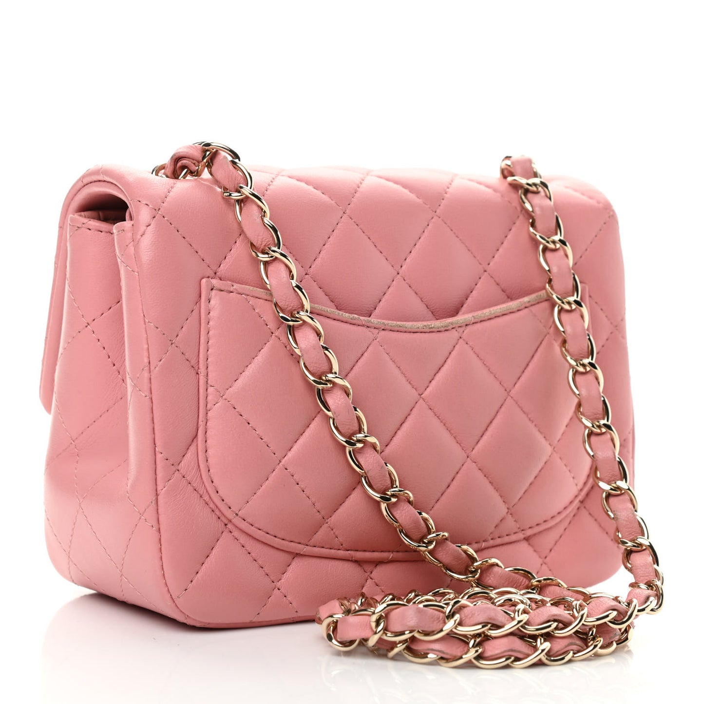 Lambskin Quilted Mini Square Flap Pink