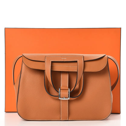 Hermes Taurillon Clemence Halzan 31 Toffee 10 of 10