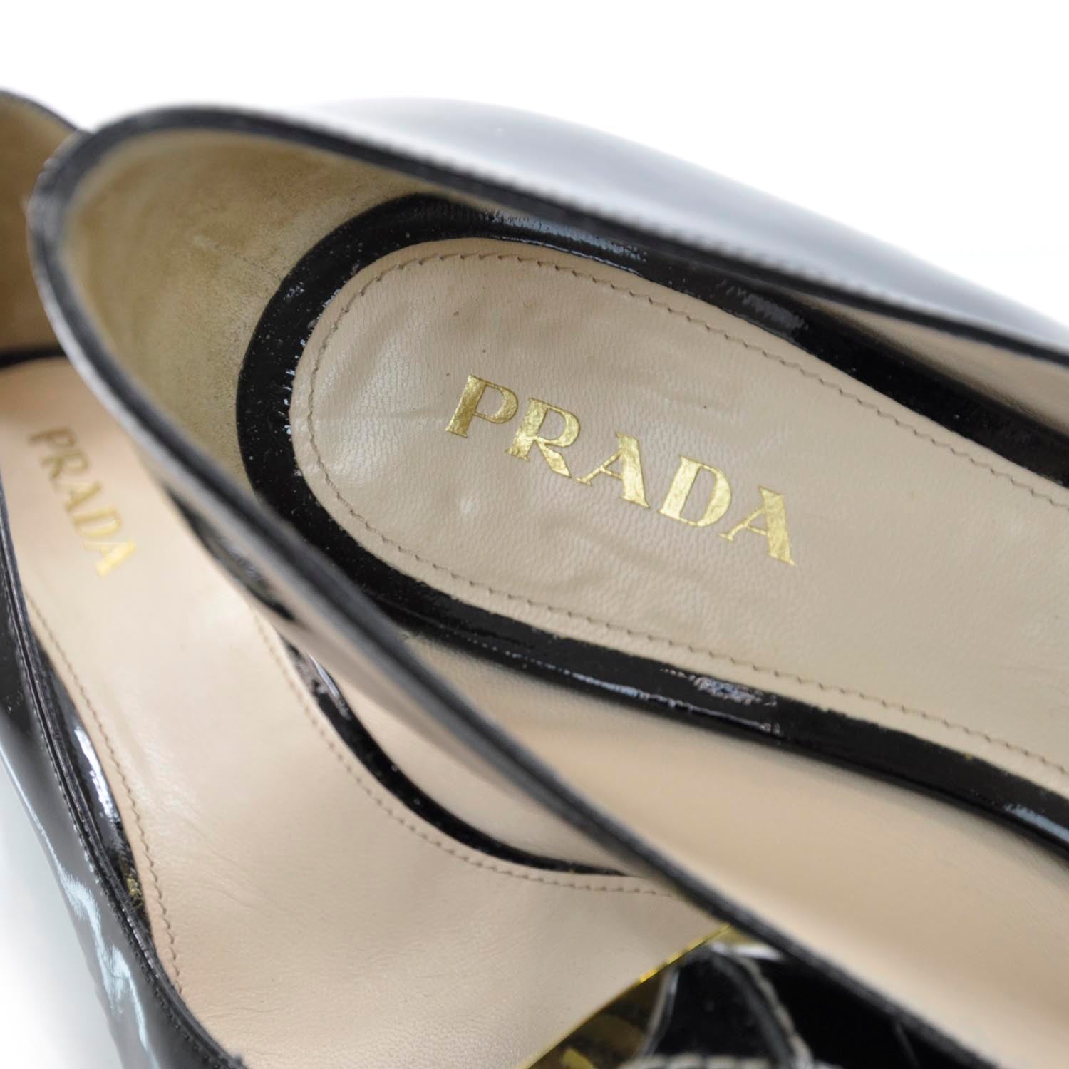 Prada Vernice Heels 38.5 Black 5 of 8
