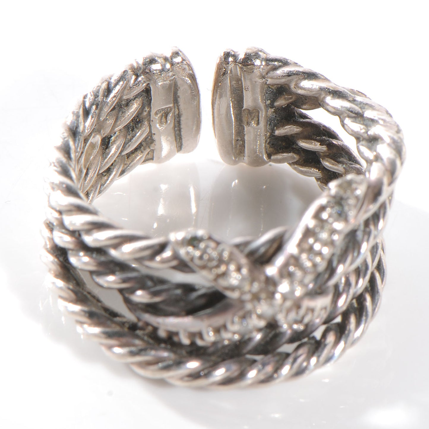 Sterling Silver Diamond X Crossover Ring 6