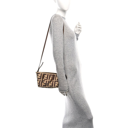 Fendi Raffia Cuoio Romano FF Crochet Mini Roll Tote  Natural Gianduia 2 of 13