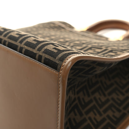 Fendi Fabric Jacquard FF 1974 Logo Large Fendi Sunshine Shopper Tote Tobacco Moro Sand 11 of 11