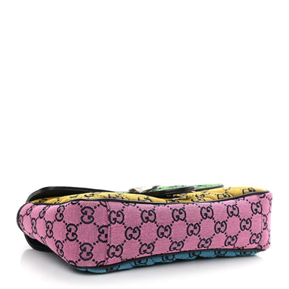 Gucci Monogram Multicolor Matelasse Diagonal Small GG Marmont Shoulder Bag Green Blue Yellow Light Blue Pink 4 of 10