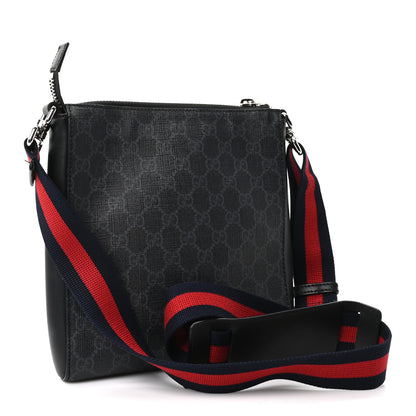 Gucci GG Supreme Monogram Web Small Flat Messenger Bag Black Grey 3 of 10