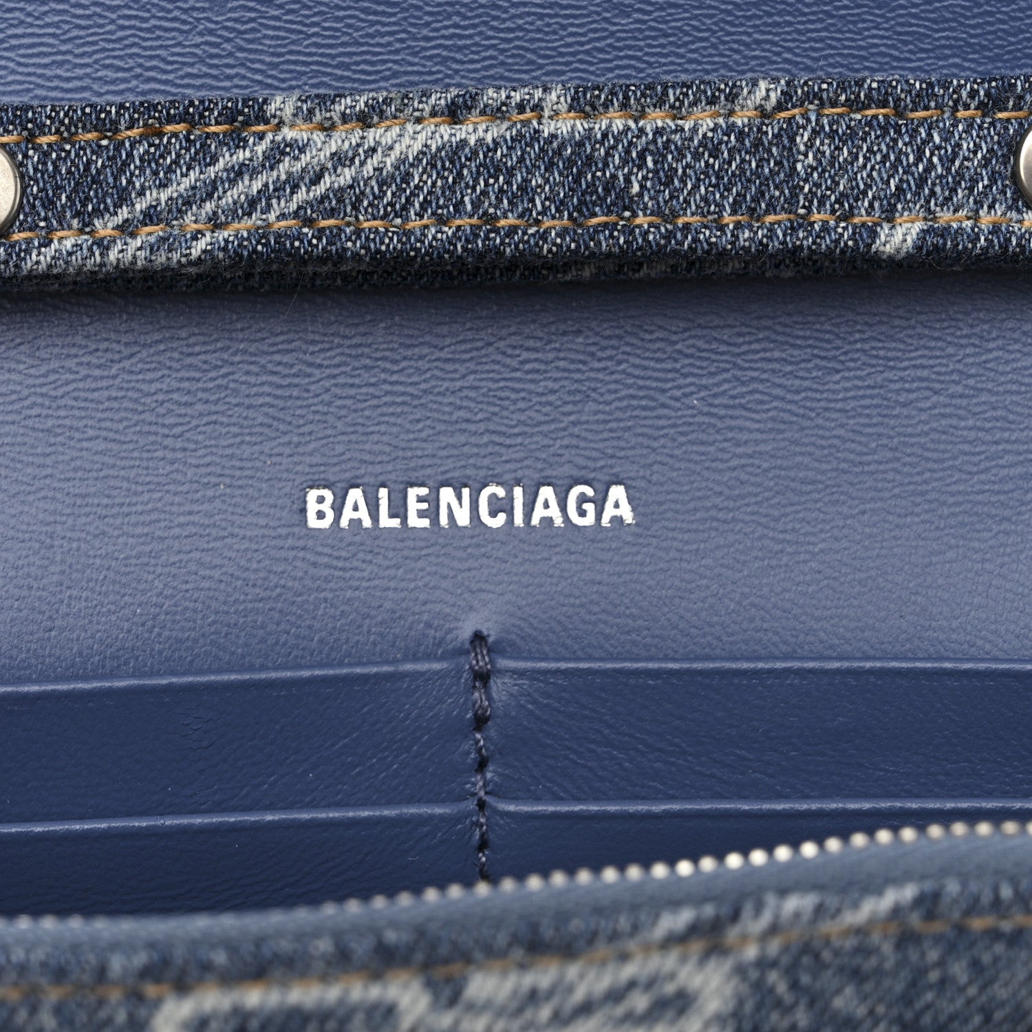 Balenciaga Denim BB Monogram Hourglass Chain Bag Blue 6 of 10