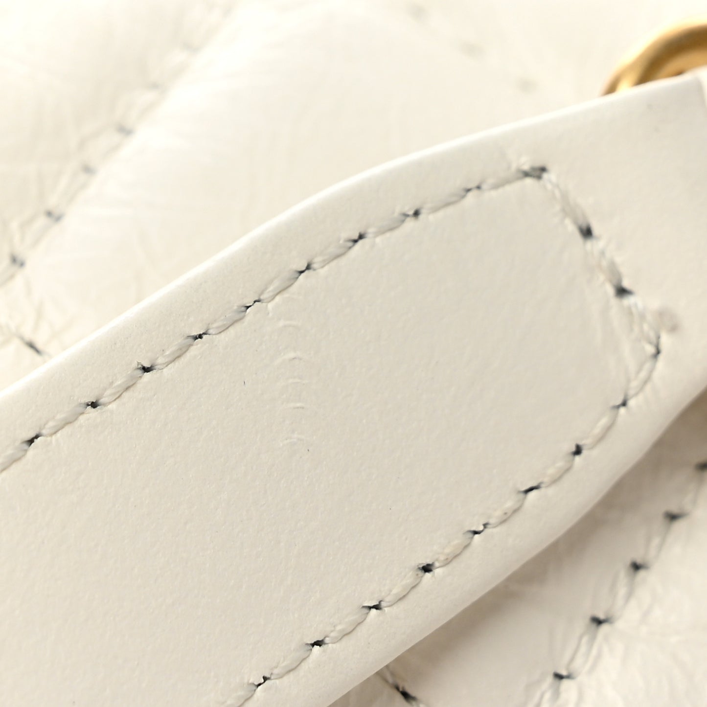 Aged Calfskin Quilted Double Sided Bowling Bag White