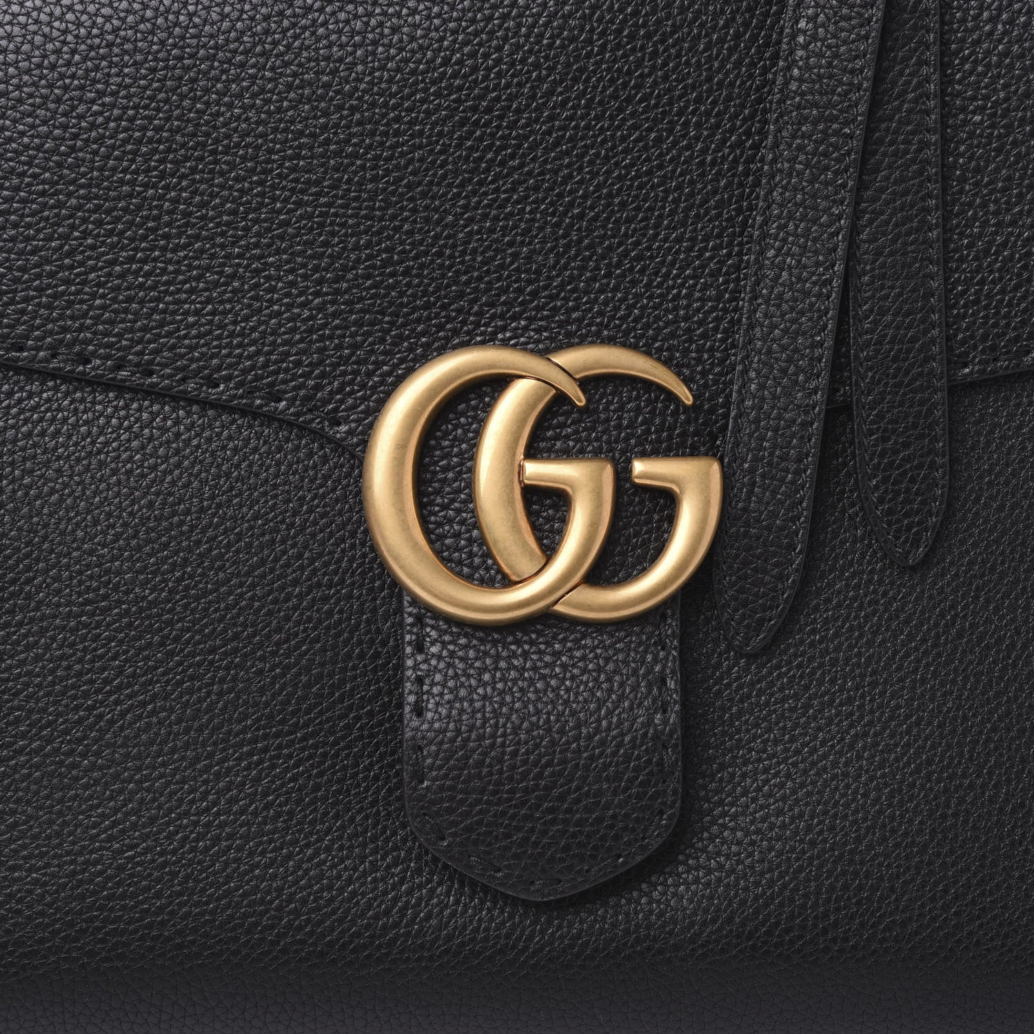 Gucci Calfskin Medium GG Marmont Top Handle Bag Black 7 of 9
