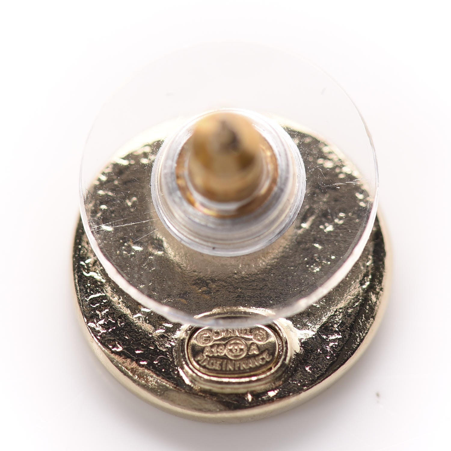 Chanel Crystal Papyrus Stud Earrings Gold 4 of 5