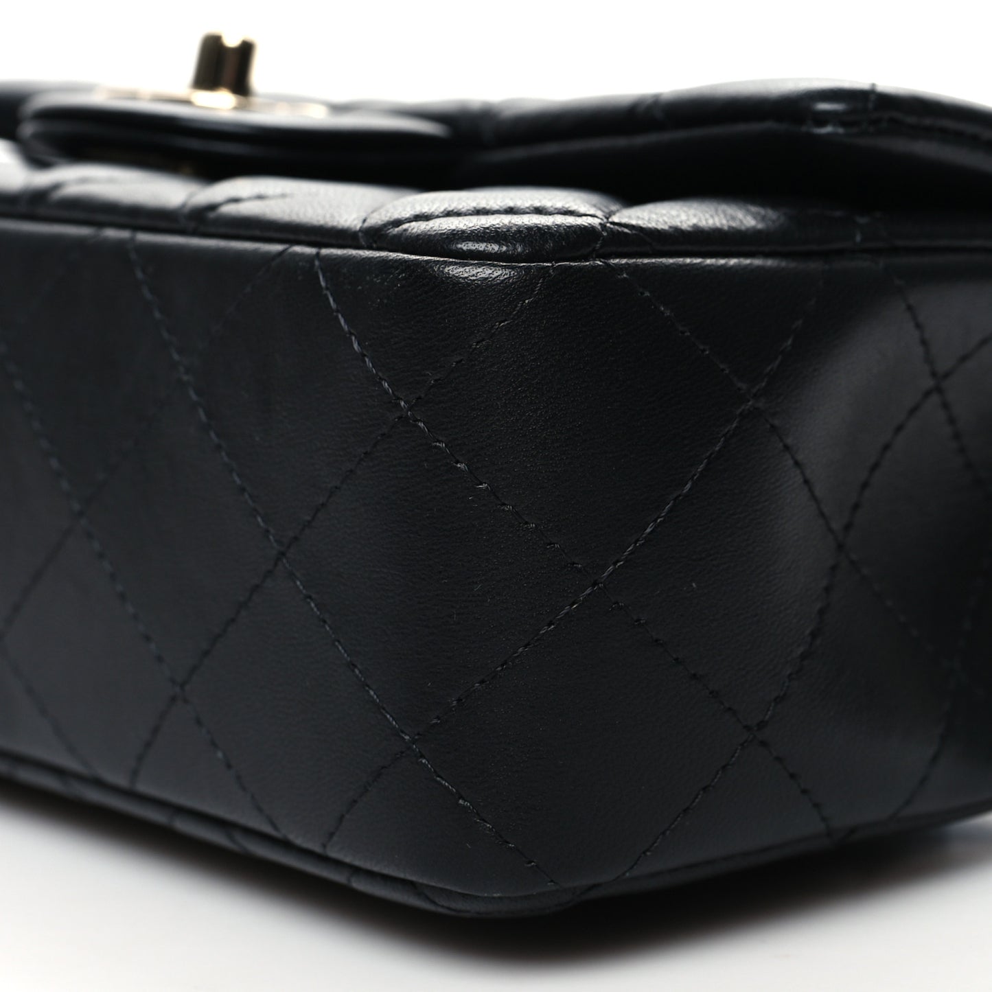 Lambskin Quilted Mini Rectangular Flap Black