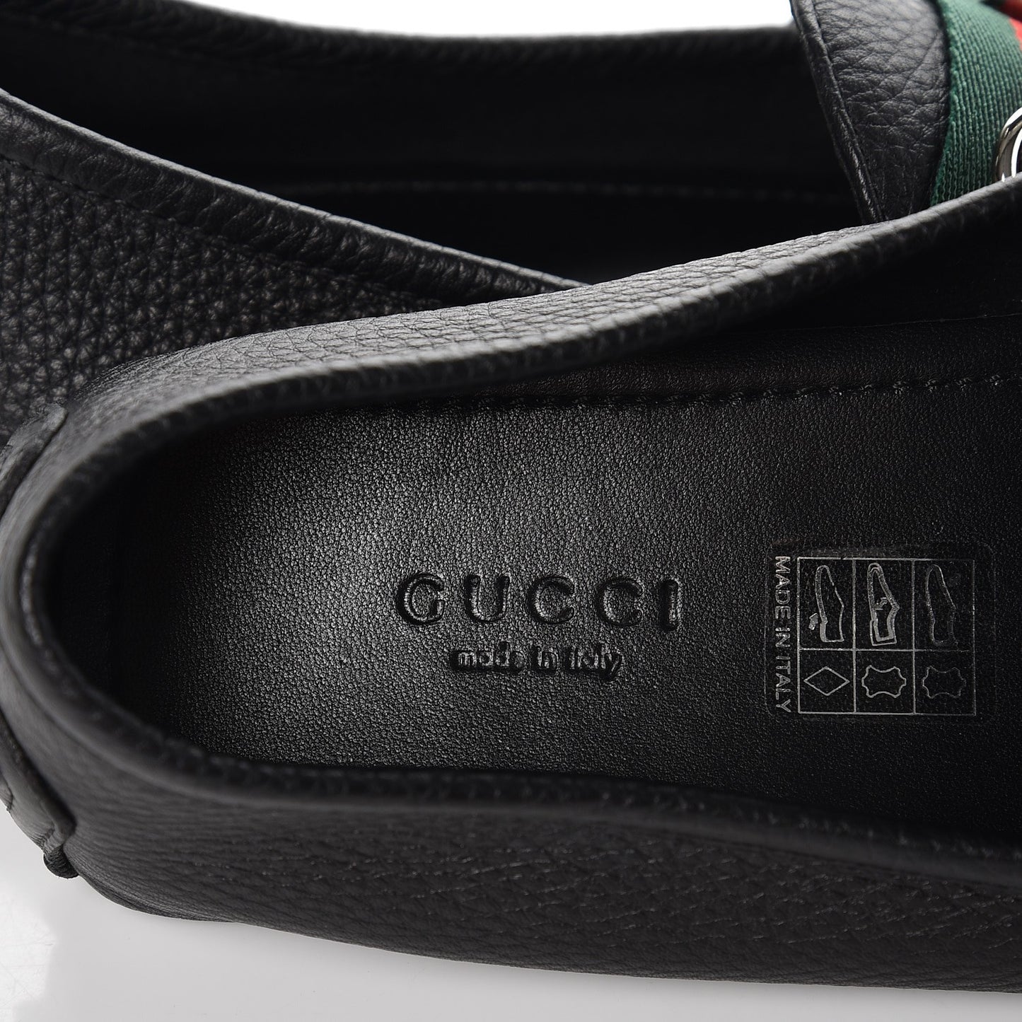 Calfskin Horsebit Web Driver Loafers 36.5 Black