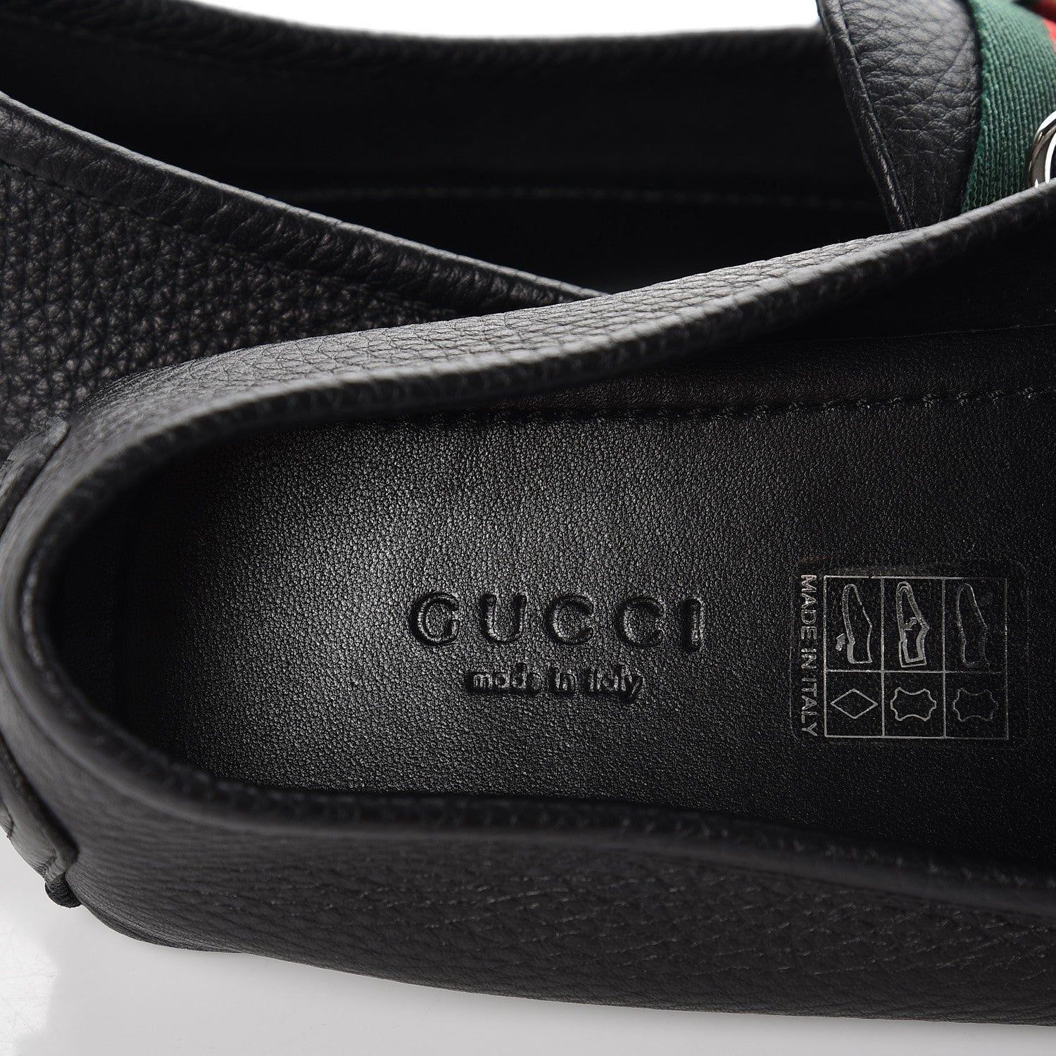 Gucci Calfskin Horsebit Web Driver Loafers 36.5 Black 6 of 8