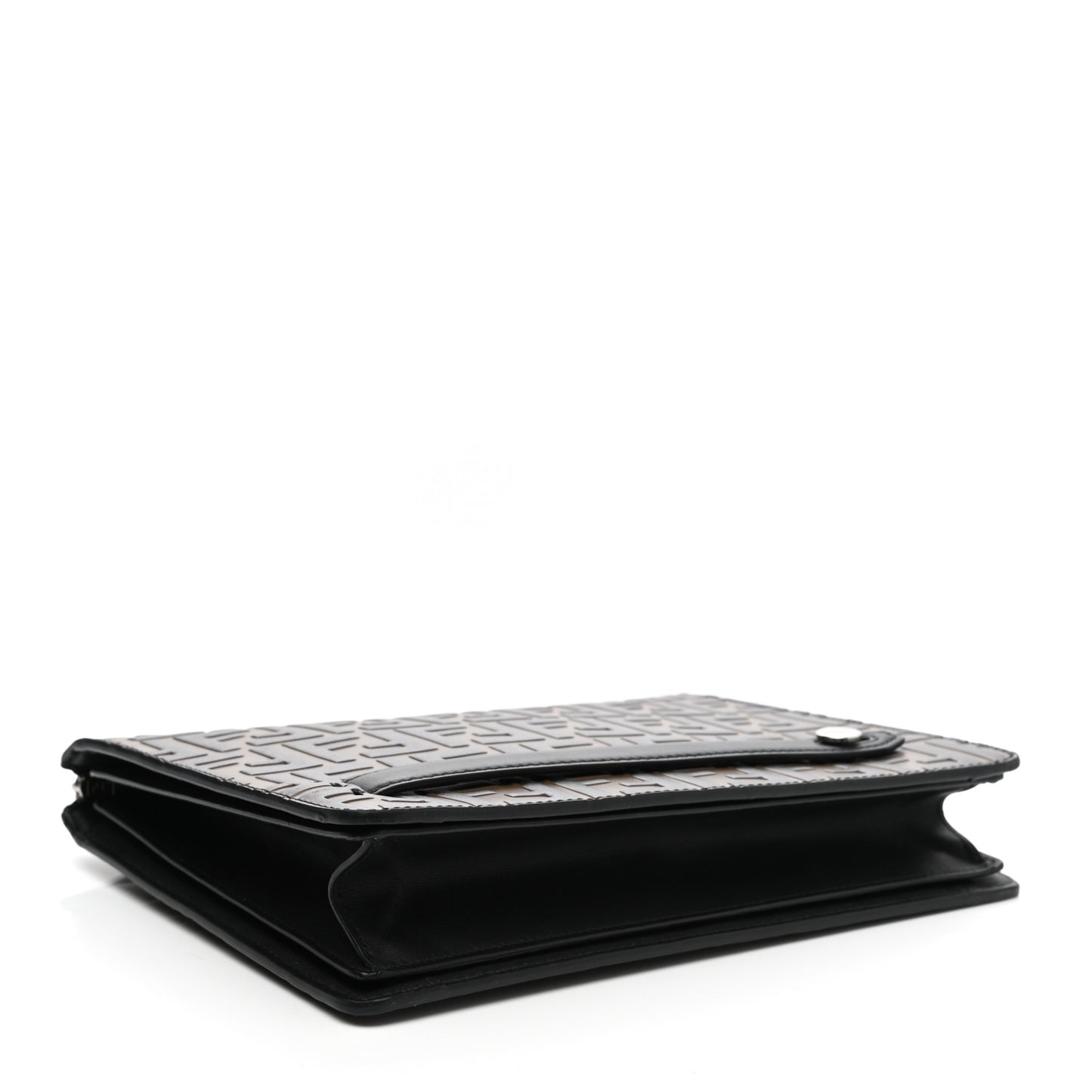 Vitello Grace F is Fendi Bi-Color FF 1974 Embossed Zip Pouch Maya Black