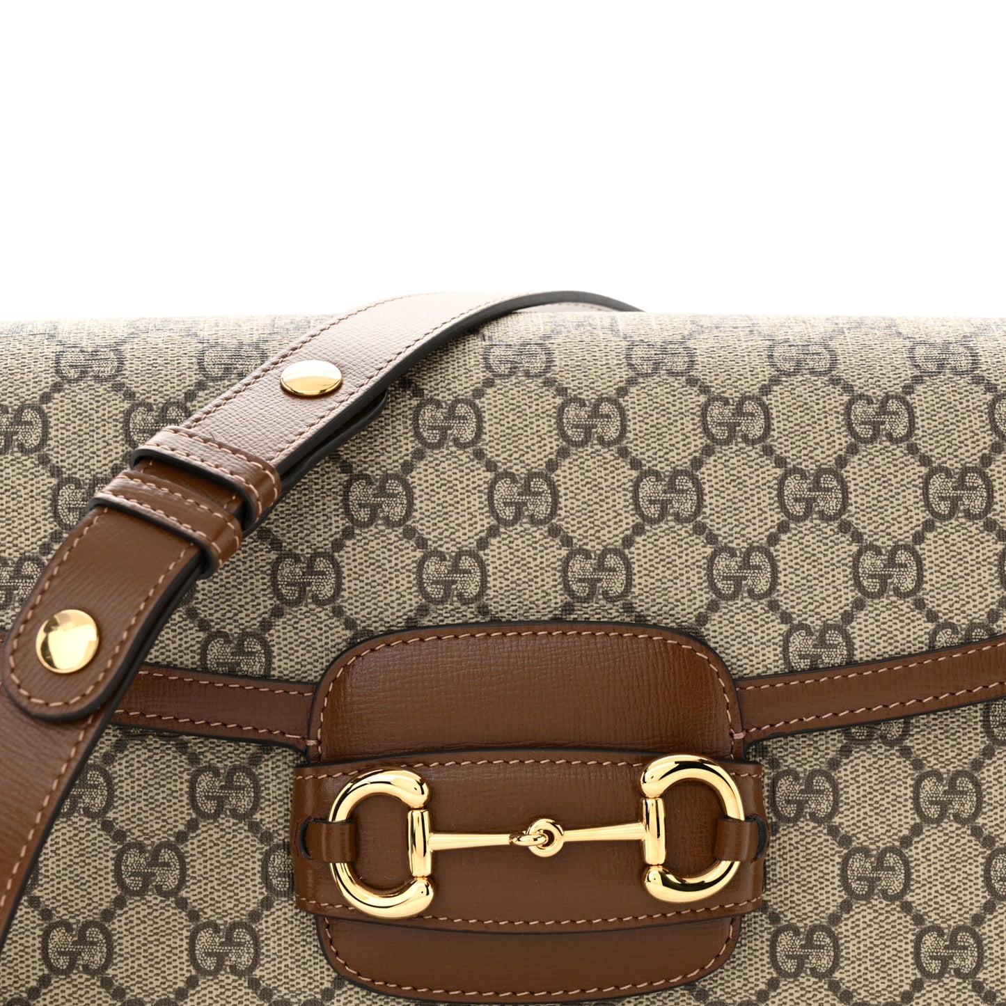 GG Supreme Monogram Horsebit 1955 Shoulder Bag Beige Brown Sugar